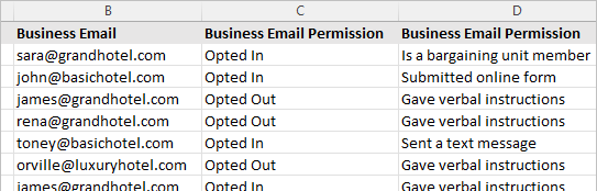 Email permission example