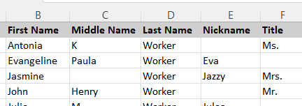 Names upload example